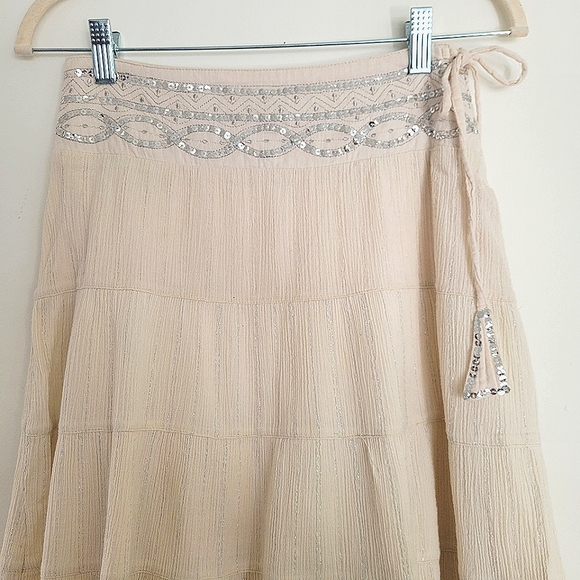 Cotton Creme Gauzy Tiered Midi Skirt size 10 (girls) size 2 (womens) - Picture 11 of 12
